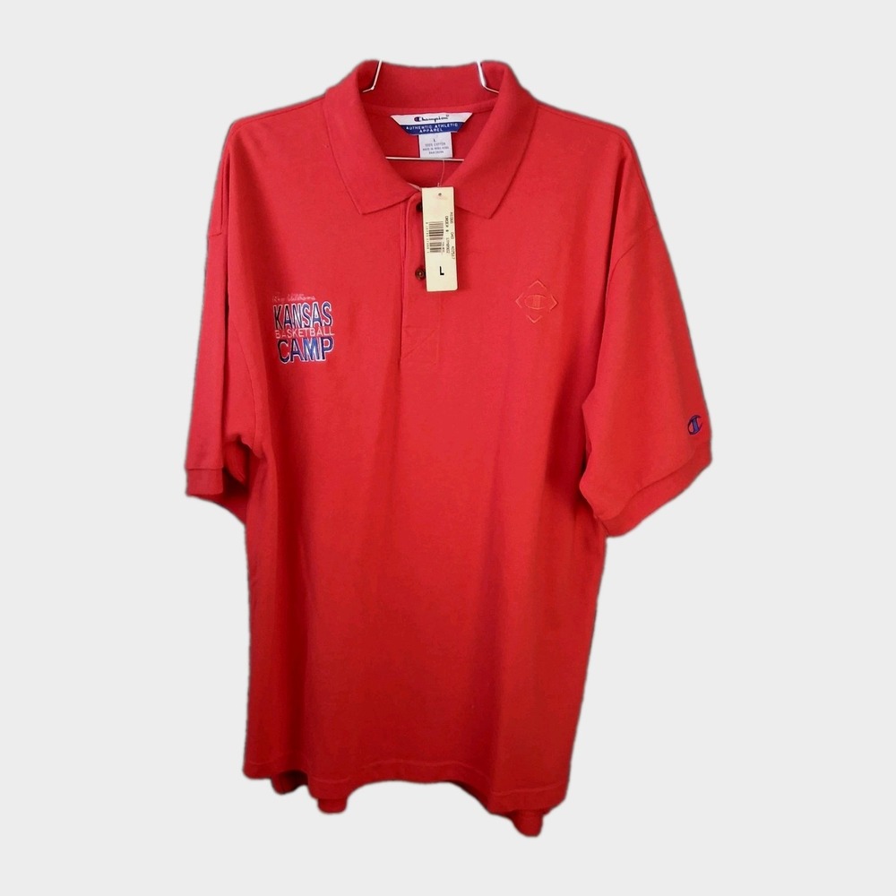 Vtg 90s Kansas Basketball Camp Roy Williams Champion Red Size Large Deadstock